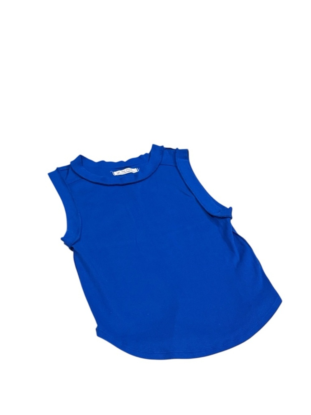 We The Free Free People Blue Ribbed Tank Top Size Large Sleeveless Stretch Basic - Picture 3 of 11